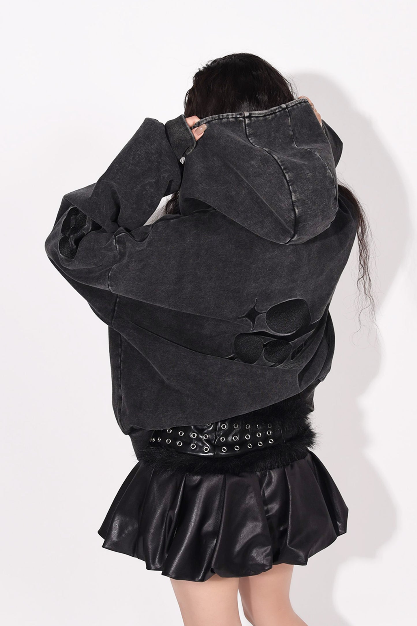 SYMBOL LOGO ZIP HOODIE black