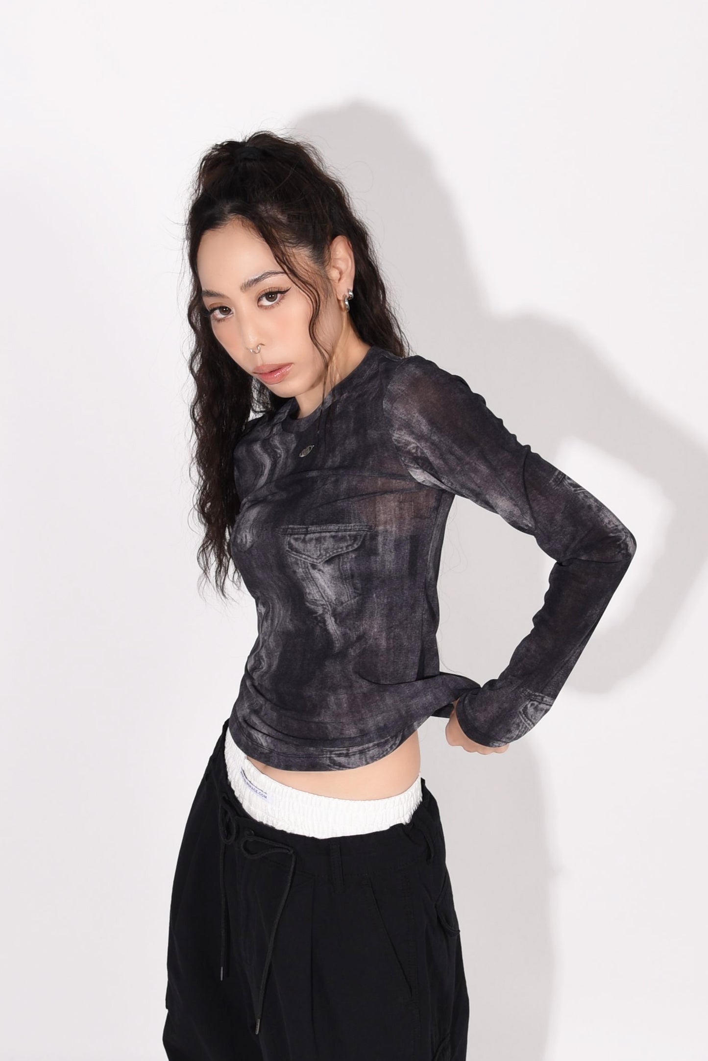 SHEER TOPS black
