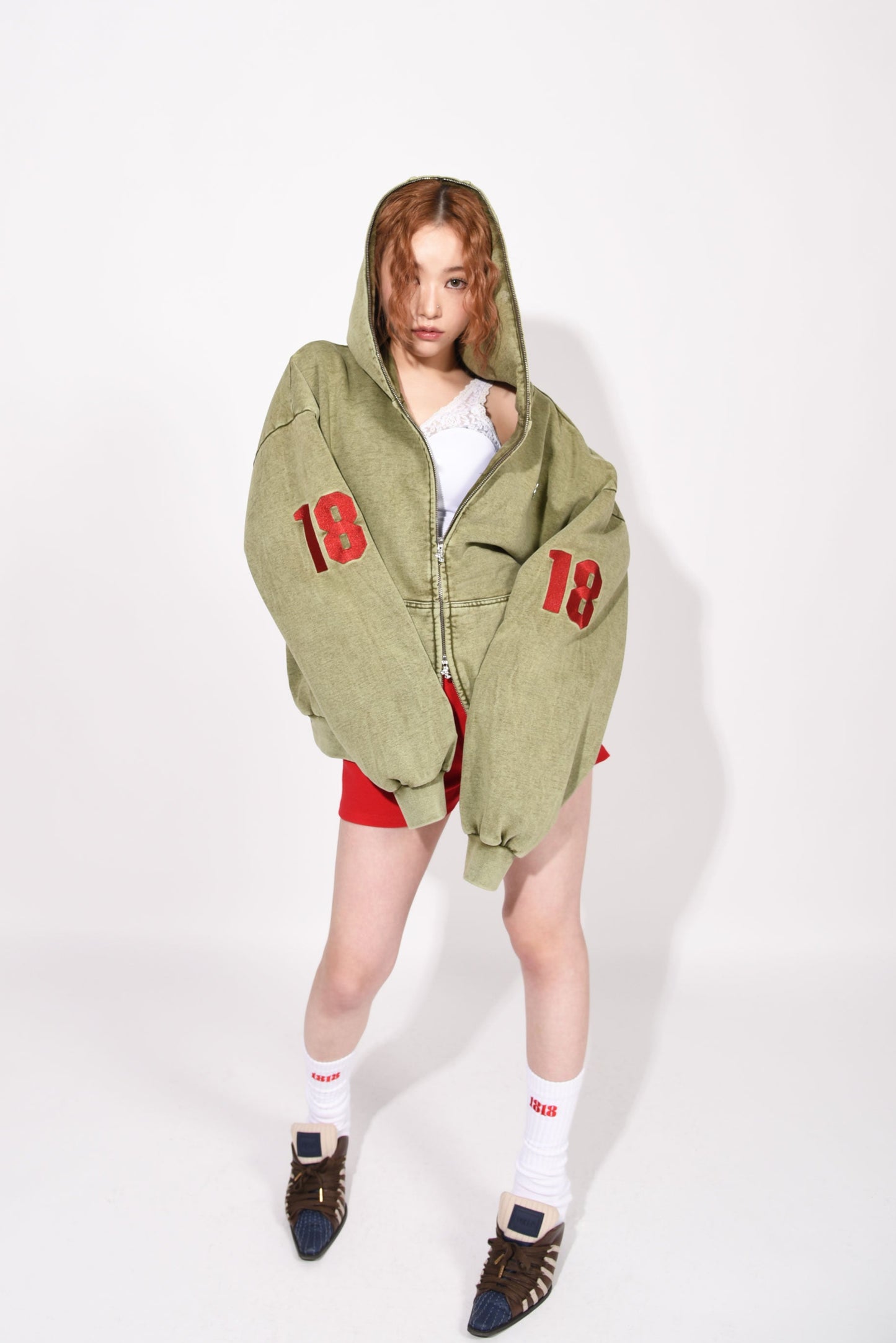 SYMBOL LOGO ZIP HOODIE khaki