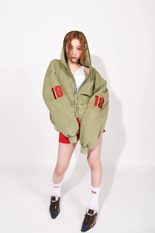 SYMBOL LOGO ZIP HOODIE khaki 1818