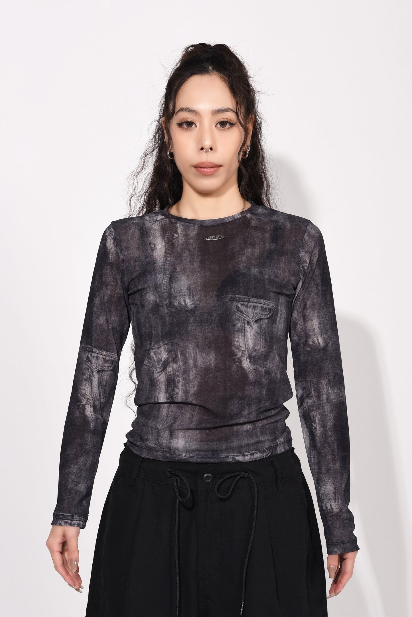 SHEER TOPS black
