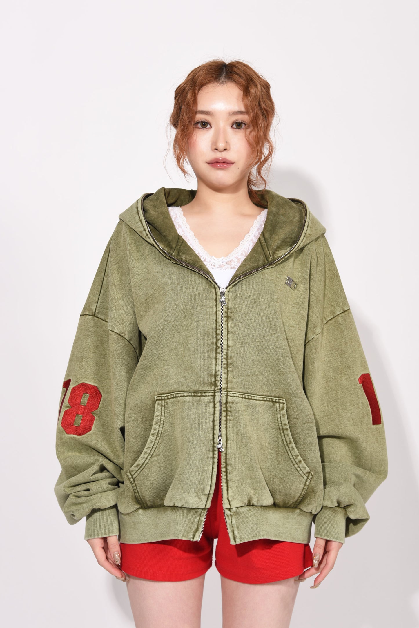 SYMBOL LOGO ZIP HOODIE khaki