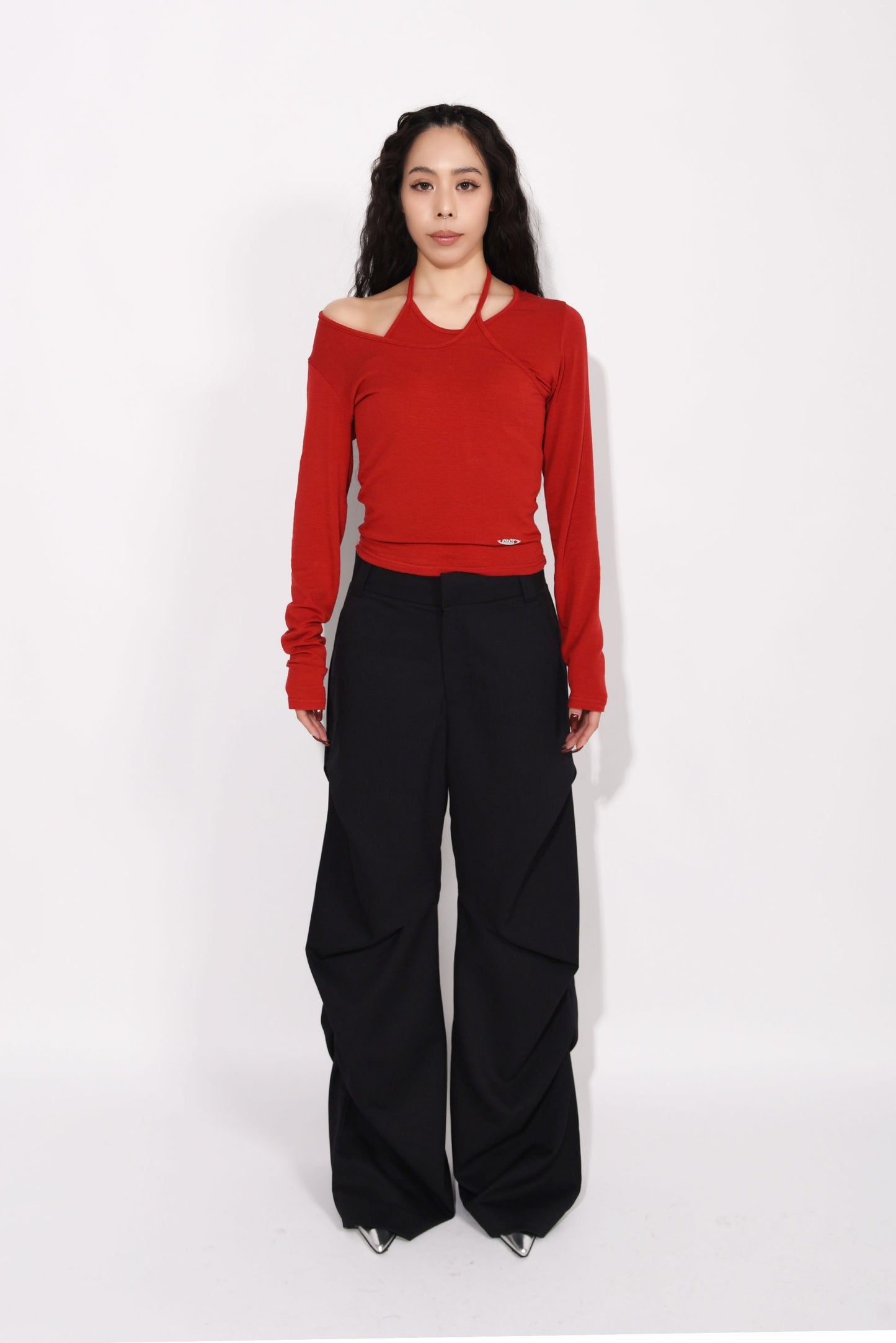 SHIRRING SLACKS PANTS black