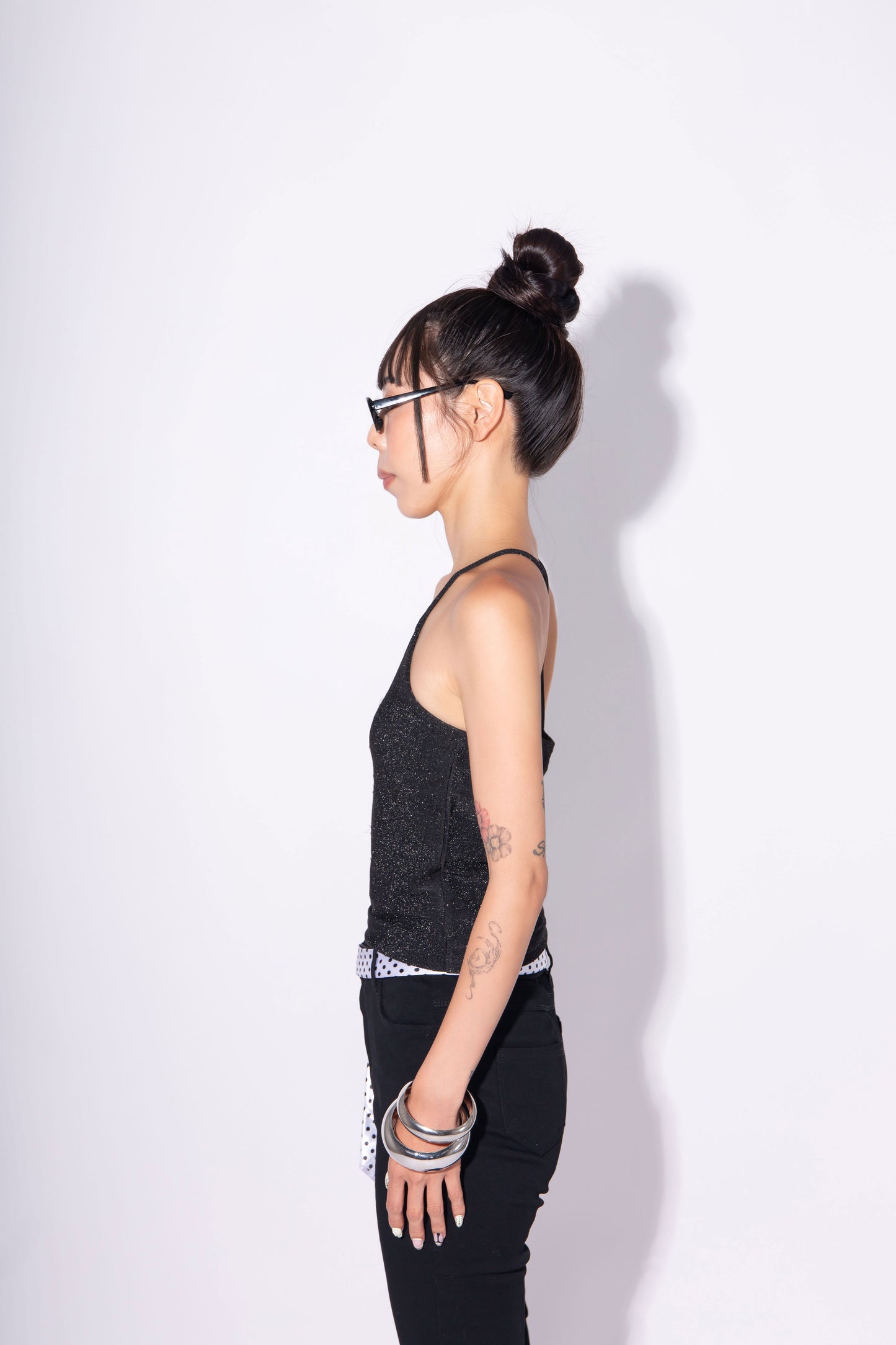GLITTER CAMI black