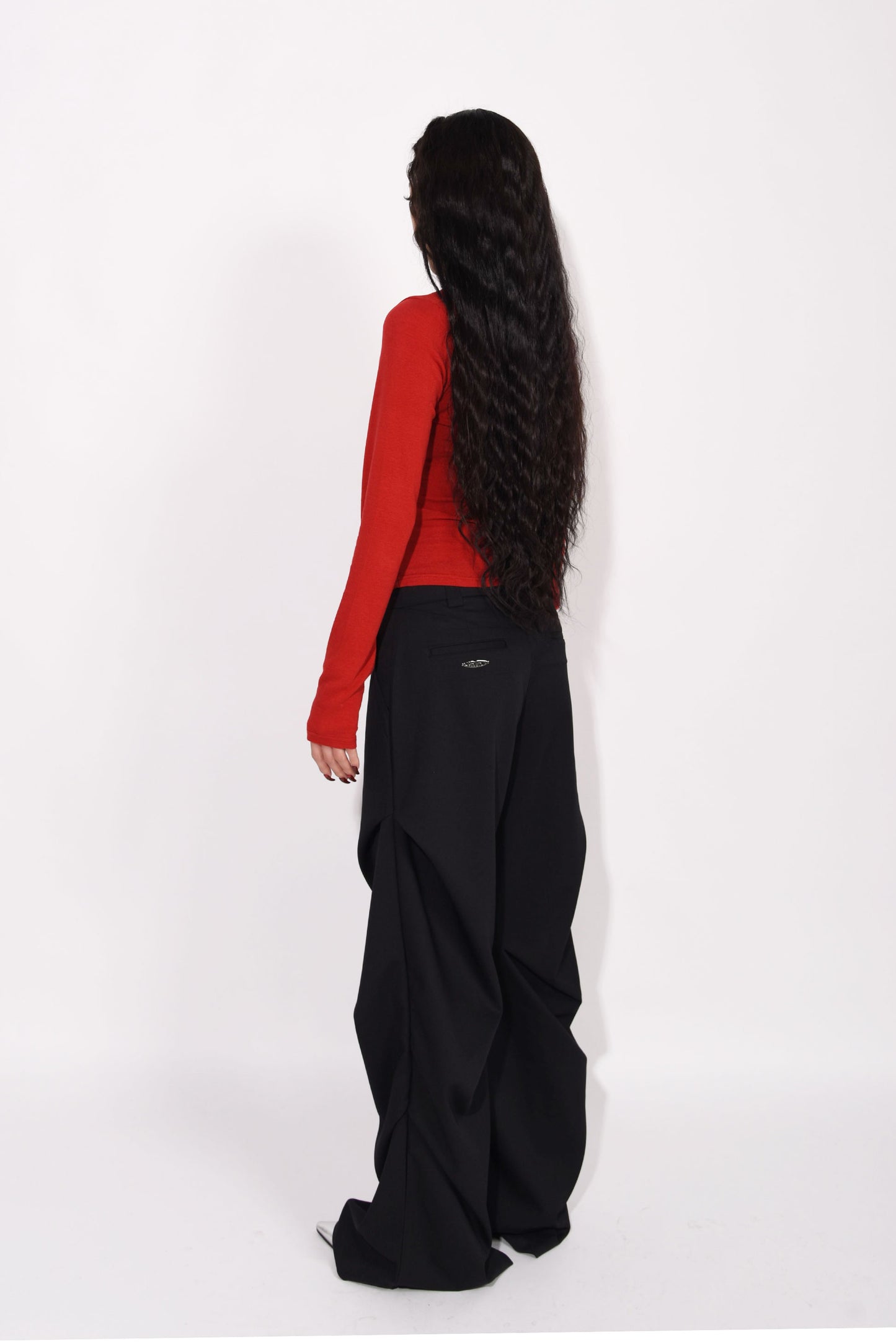 SHIRRING SLACKS PANTS black