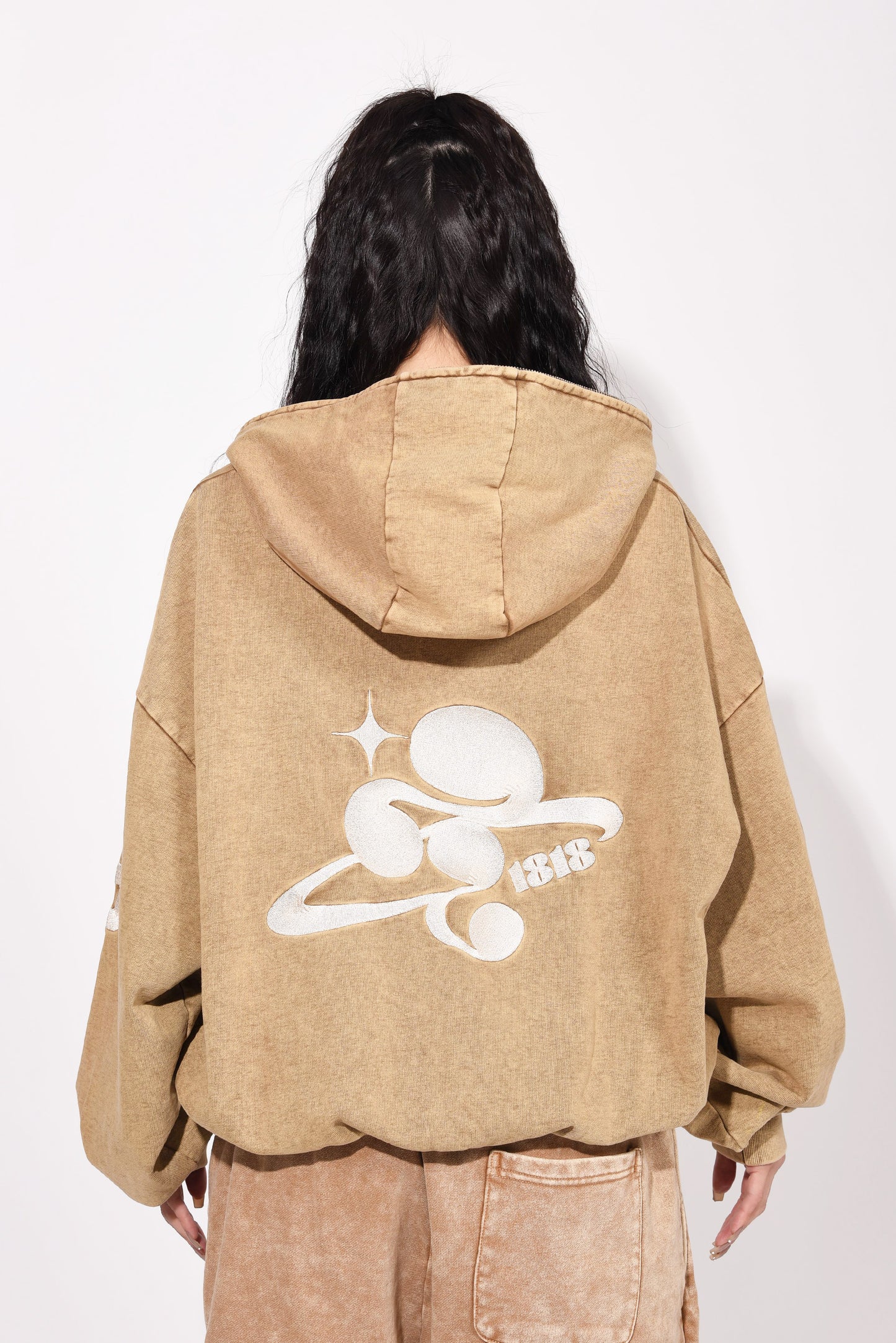 SYMBOL LOGO ZIP HOODIE beige