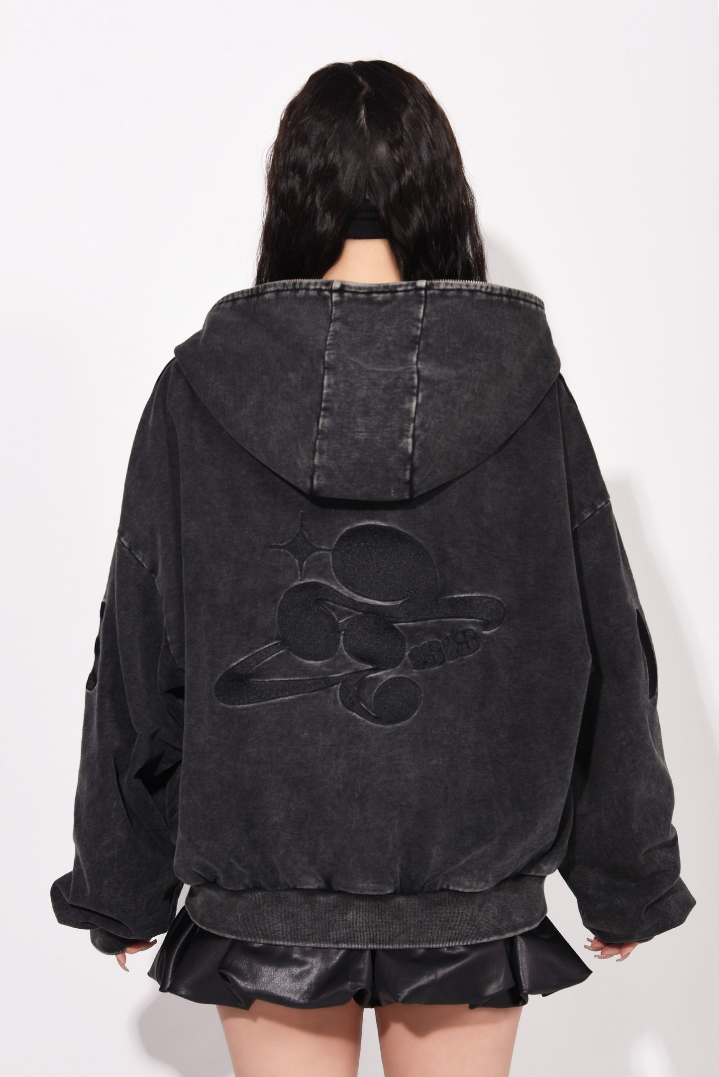 SYMBOL LOGO ZIP HOODIE black