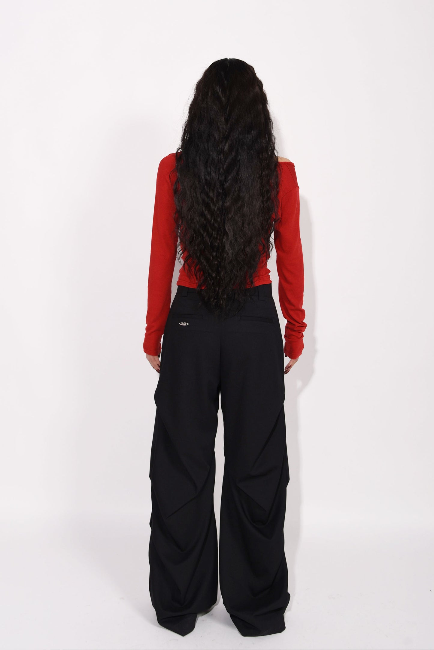 SHIRRING SLACKS PANTS black