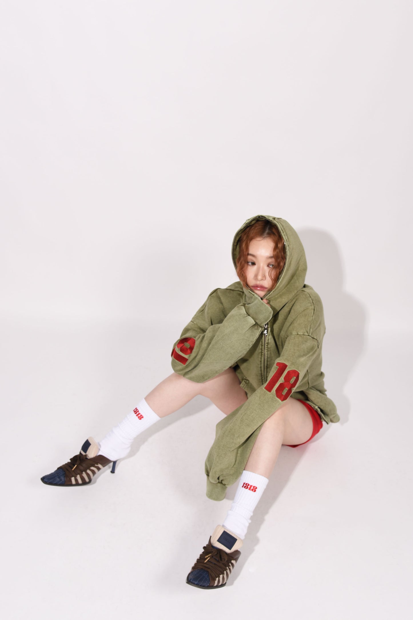 SYMBOL LOGO ZIP HOODIE khaki