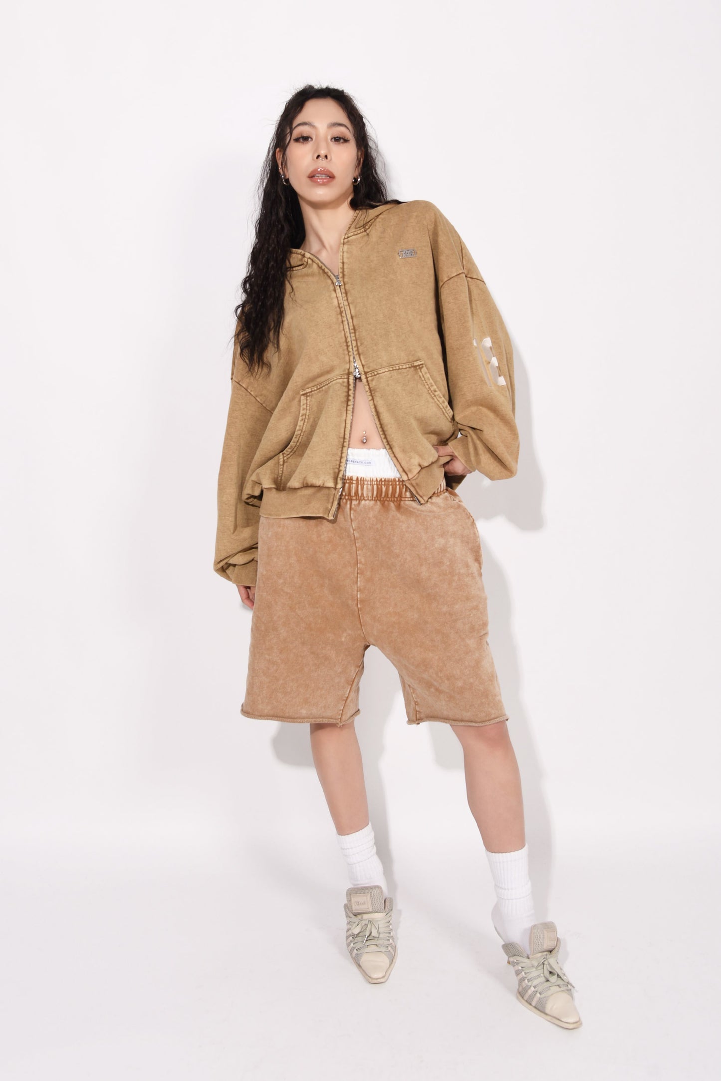 SYMBOL LOGO ZIP HOODIE beige