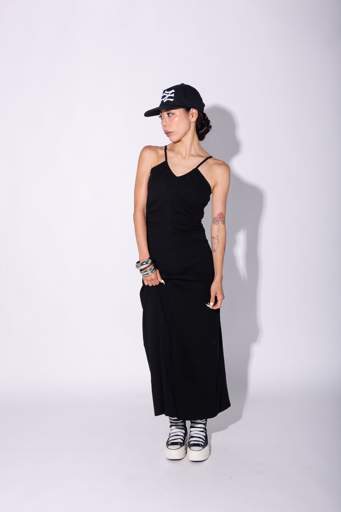 V NECK ONEPIECE black