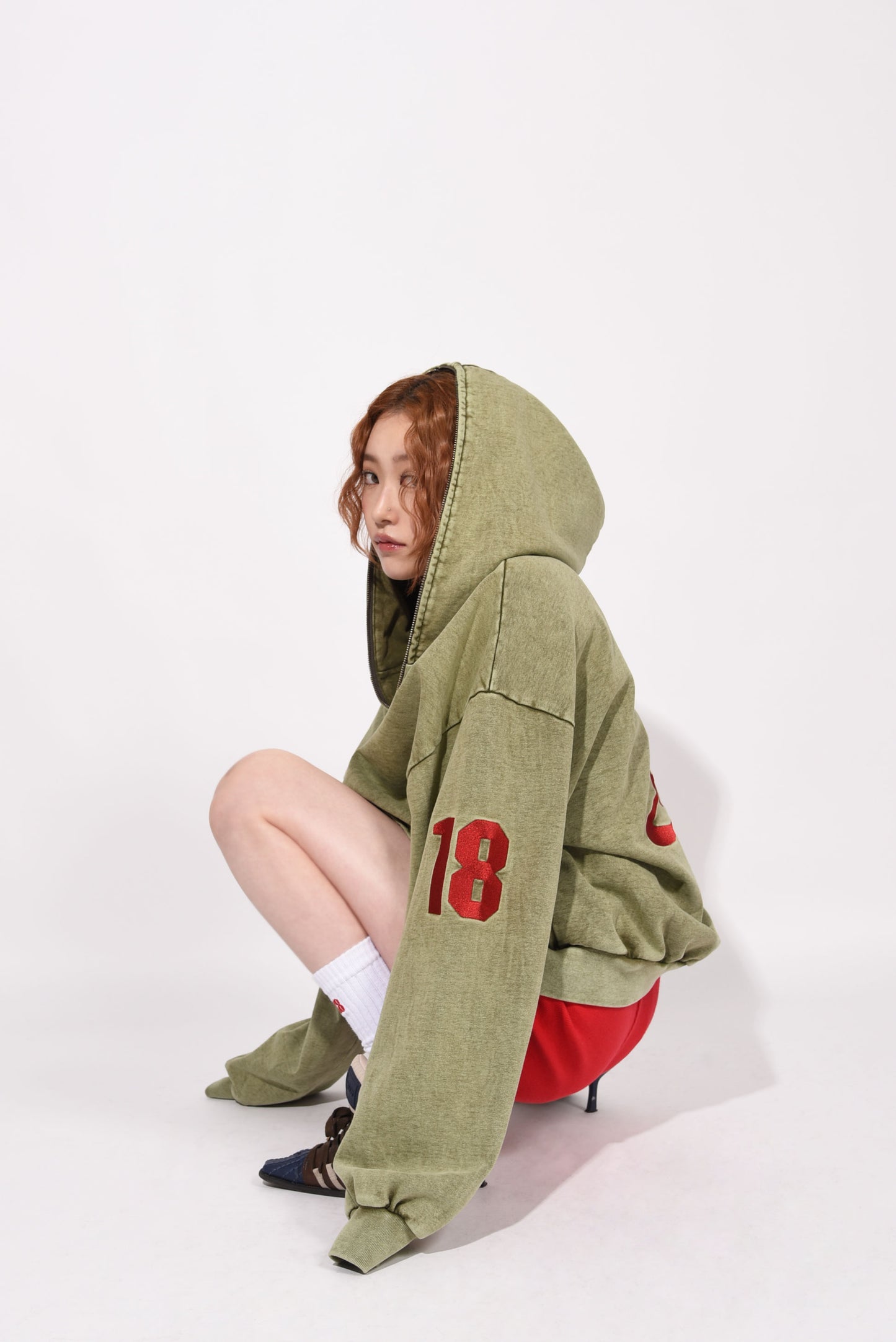 SYMBOL LOGO ZIP HOODIE khaki