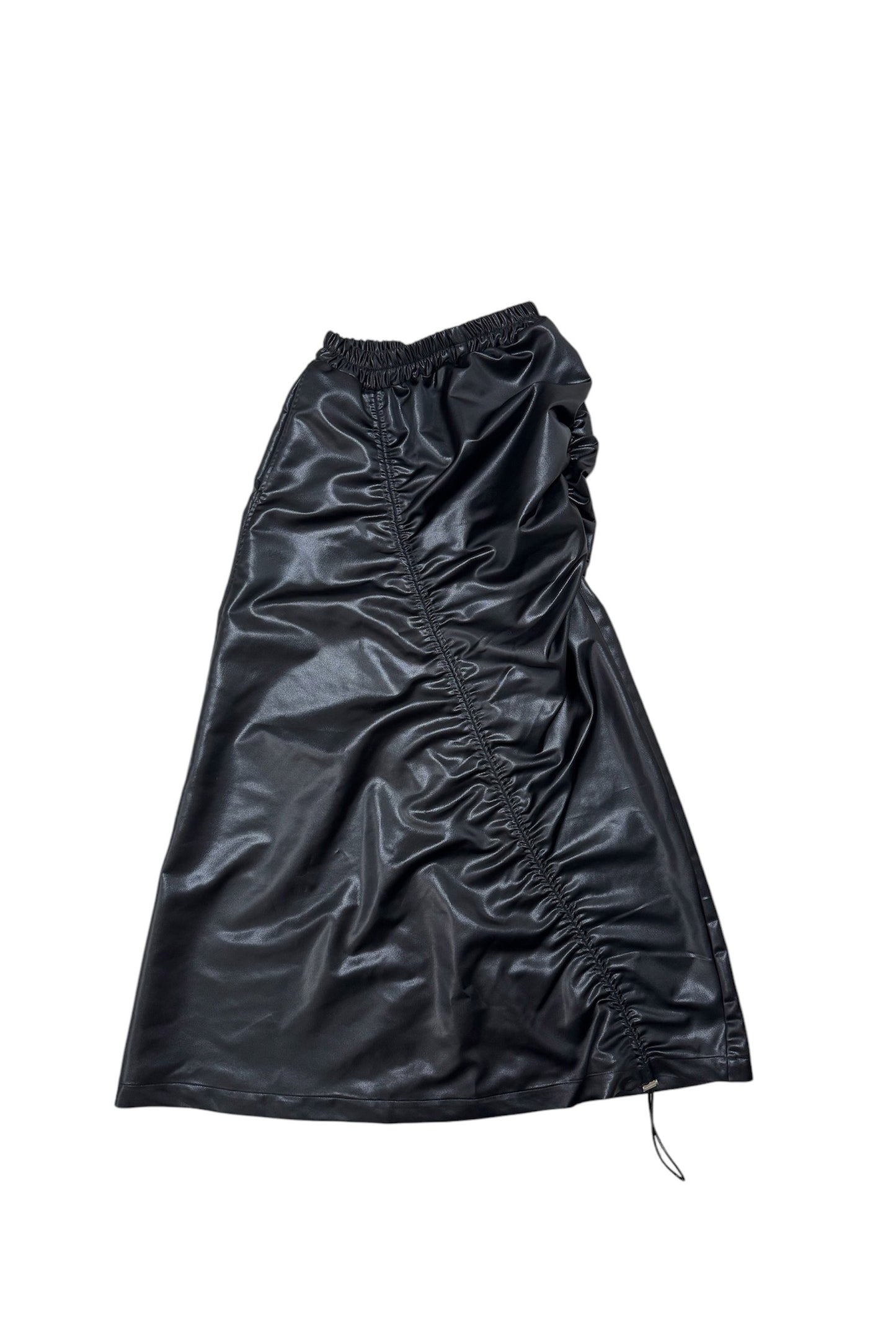 FAKE LEATHER GATHER SKIRT black
