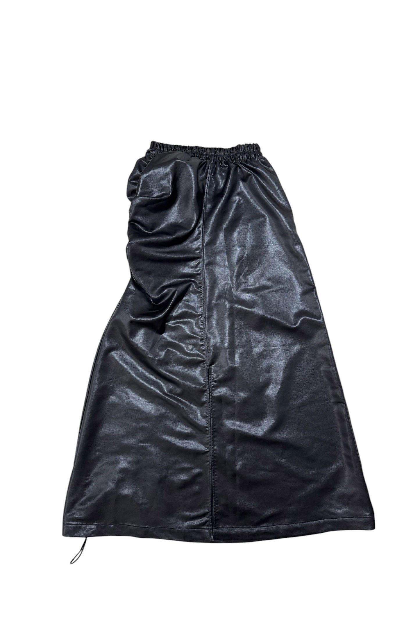 FAKE LEATHER GATHER SKIRT black