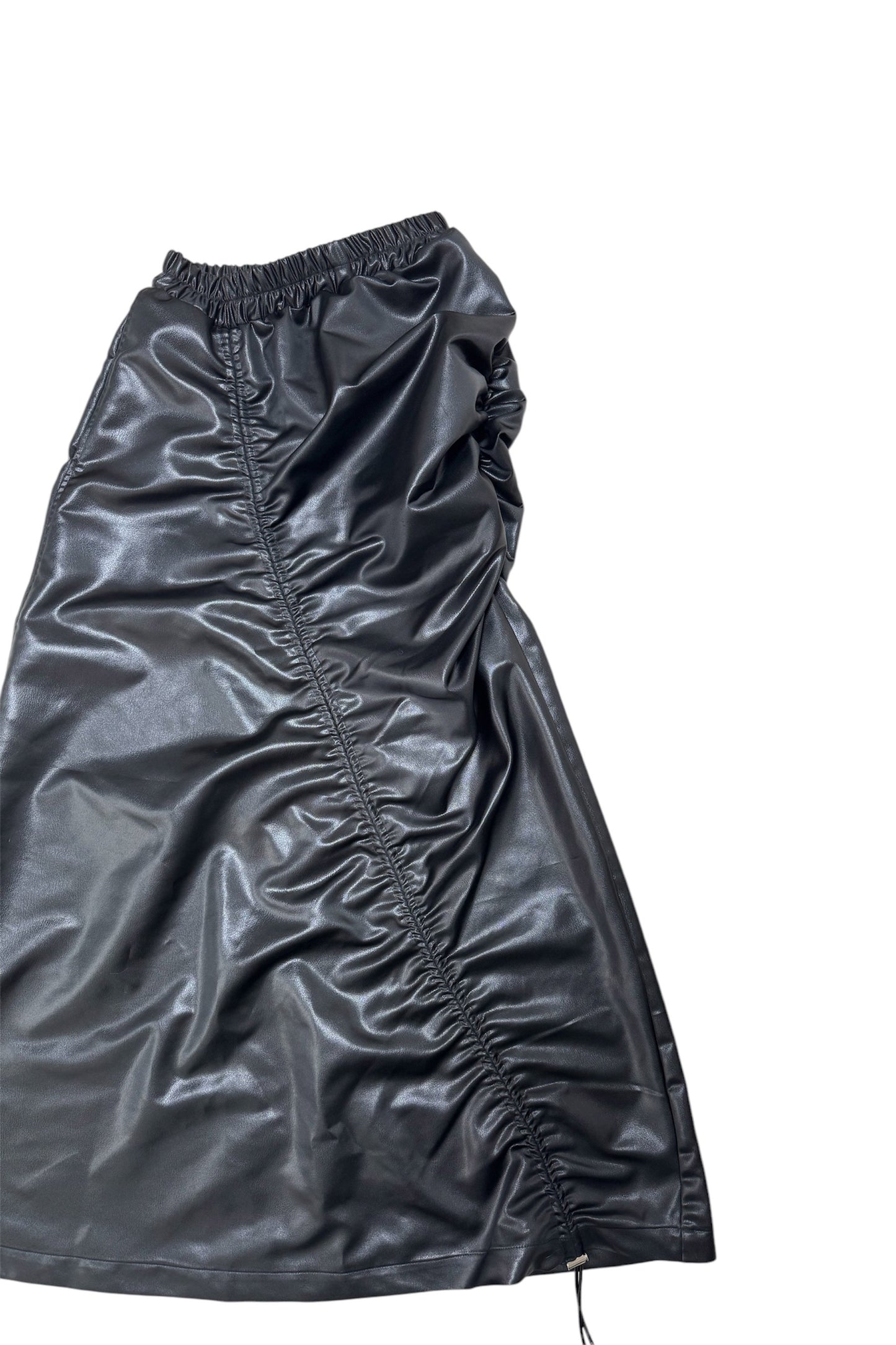 FAKE LEATHER GATHER SKIRT black
