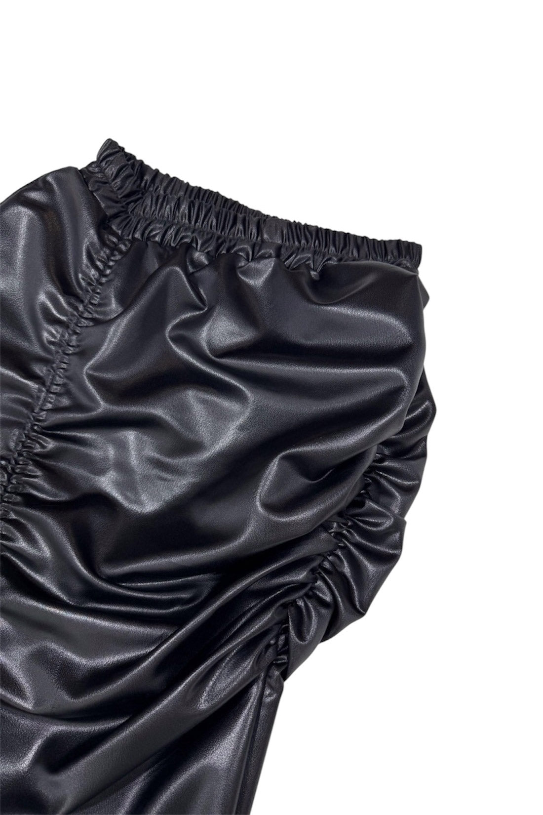 FAKE LEATHER GATHER SKIRT black