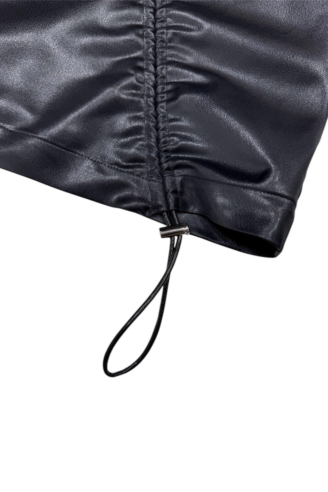 FAKE LEATHER GATHER SKIRT black