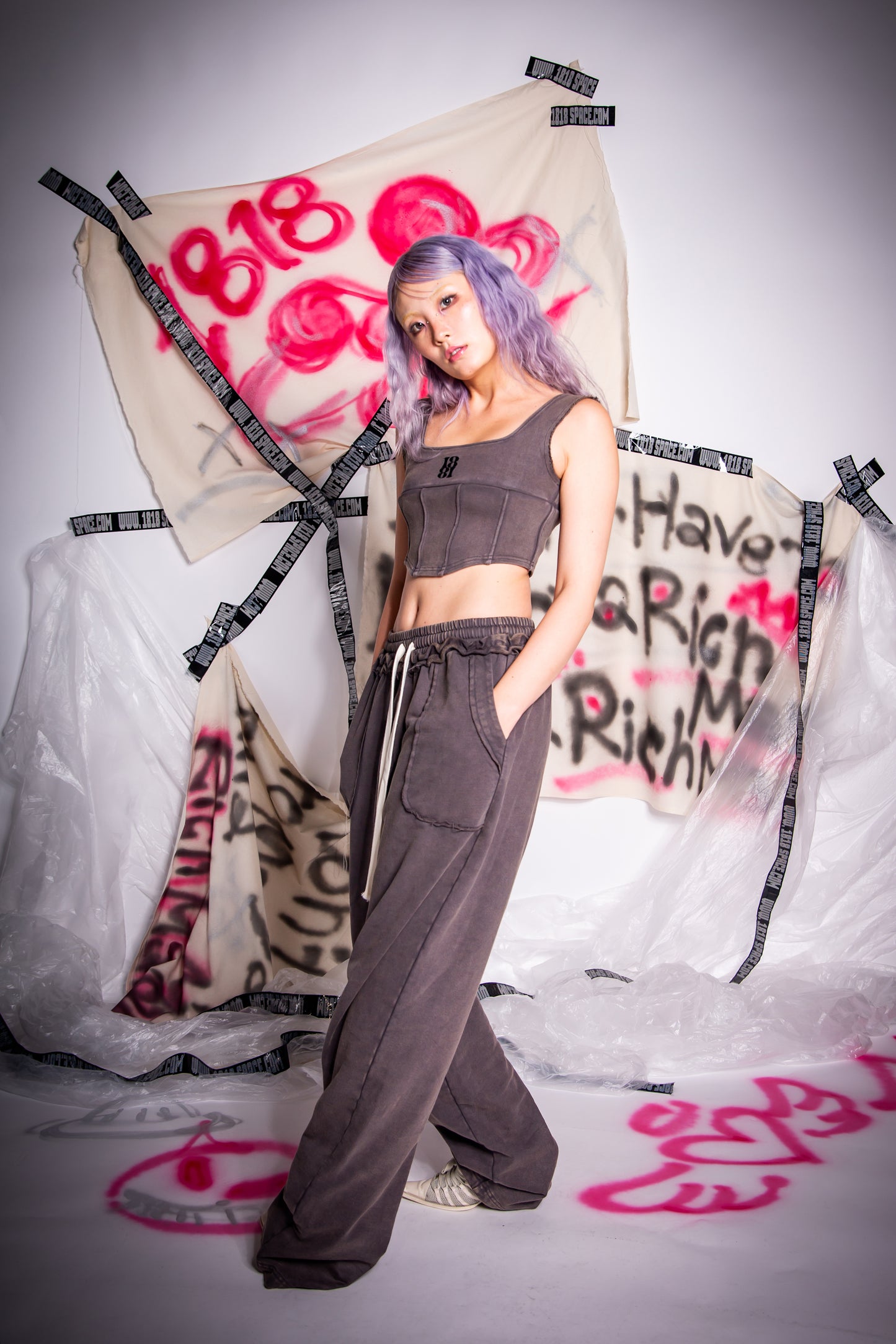 WASHED SWEAT PANTS black