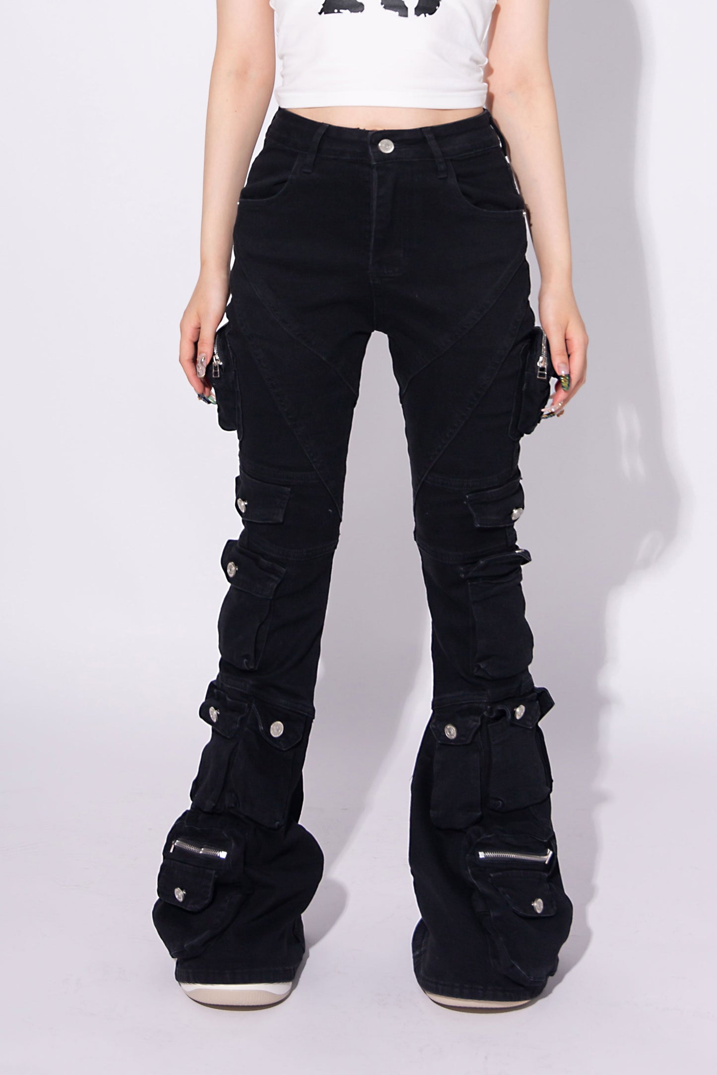 POCKET FLARE DENIM black