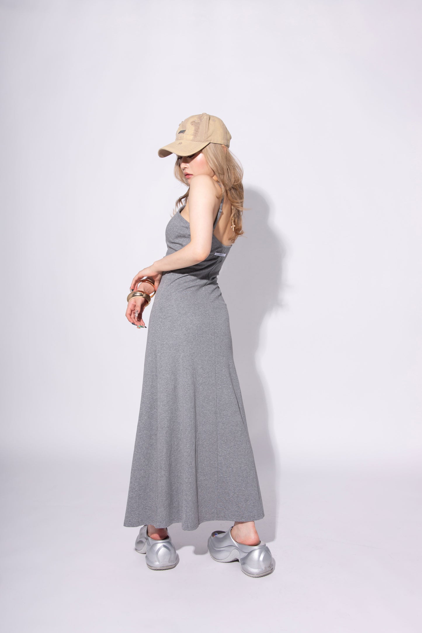 V NECK ONEPIECE gray