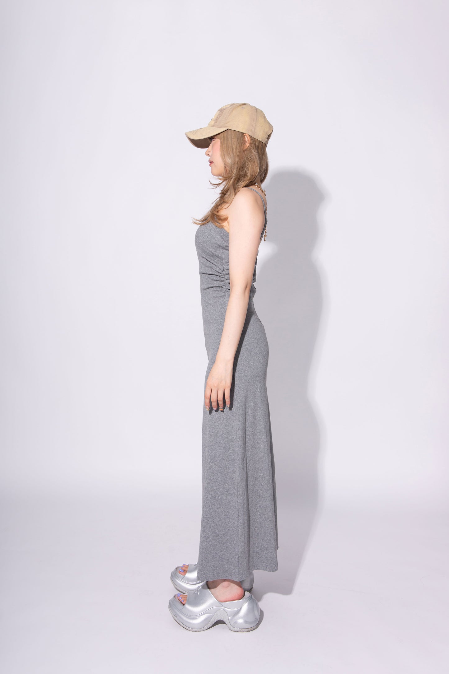 V NECK ONEPIECE gray