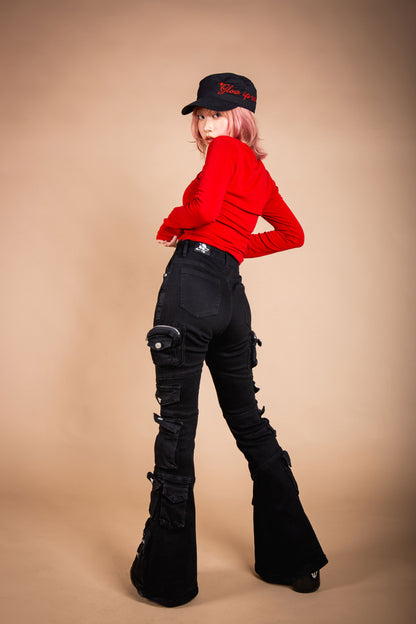 POCKET FLARE DENIM black