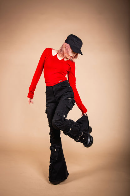 POCKET FLARE DENIM black