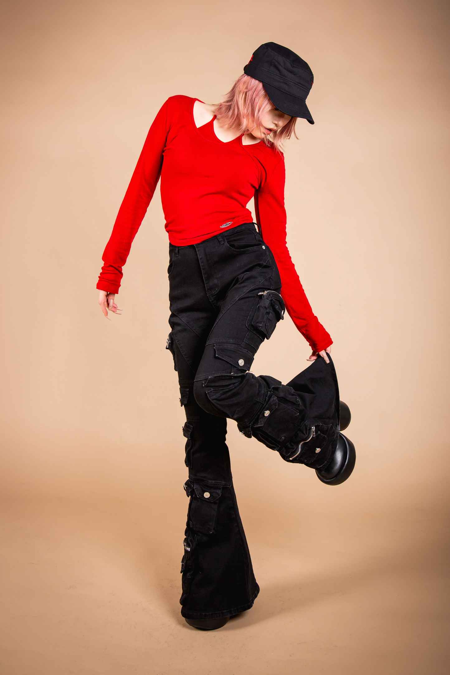 POCKET FLARE DENIM black