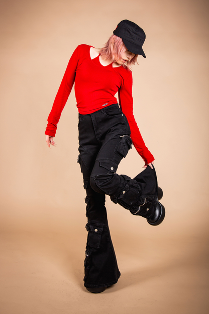 POCKET FLARE DENIM black