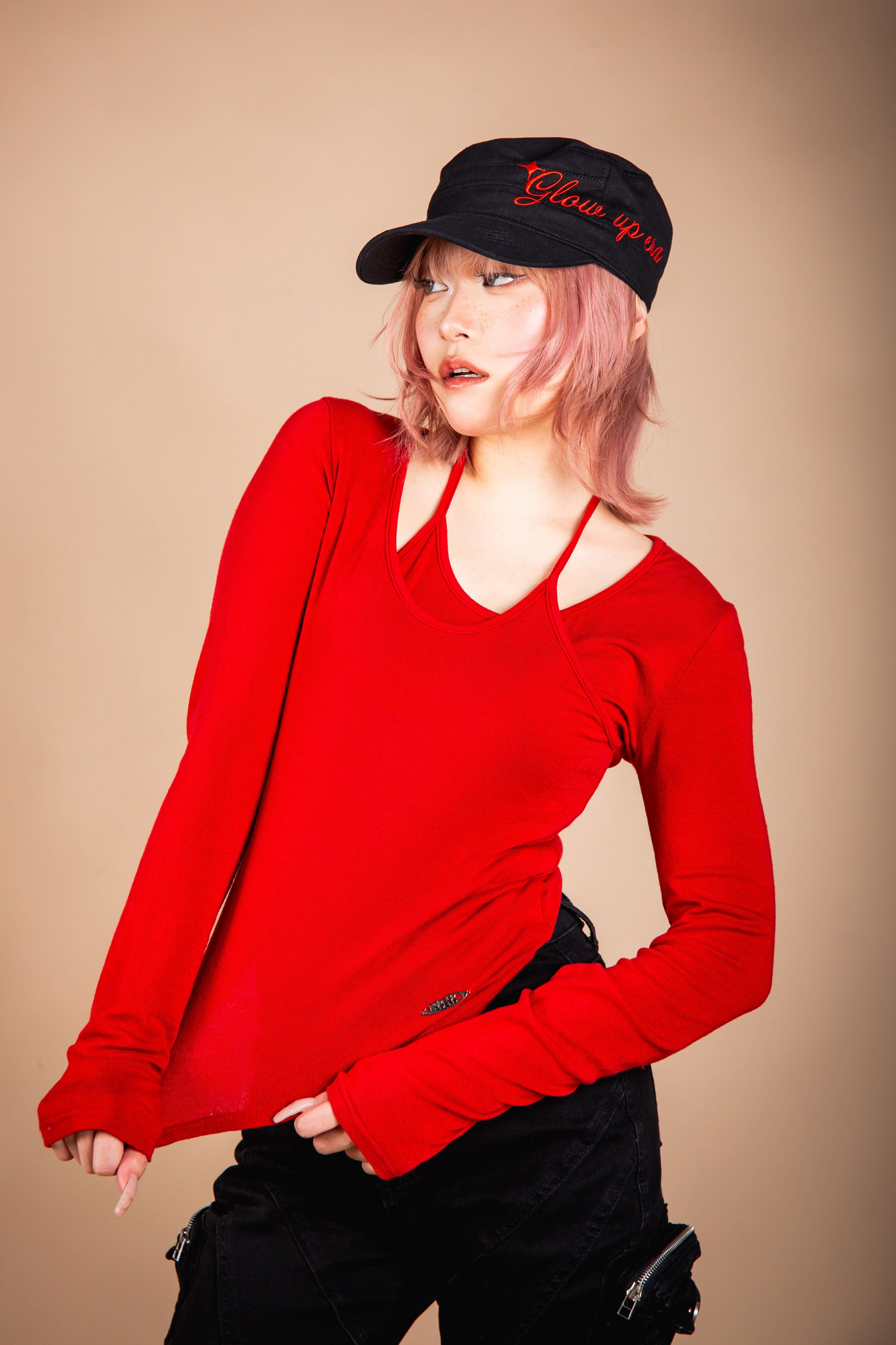 たけ　layered design cutsew LAYERED CUTSEW red – 1818