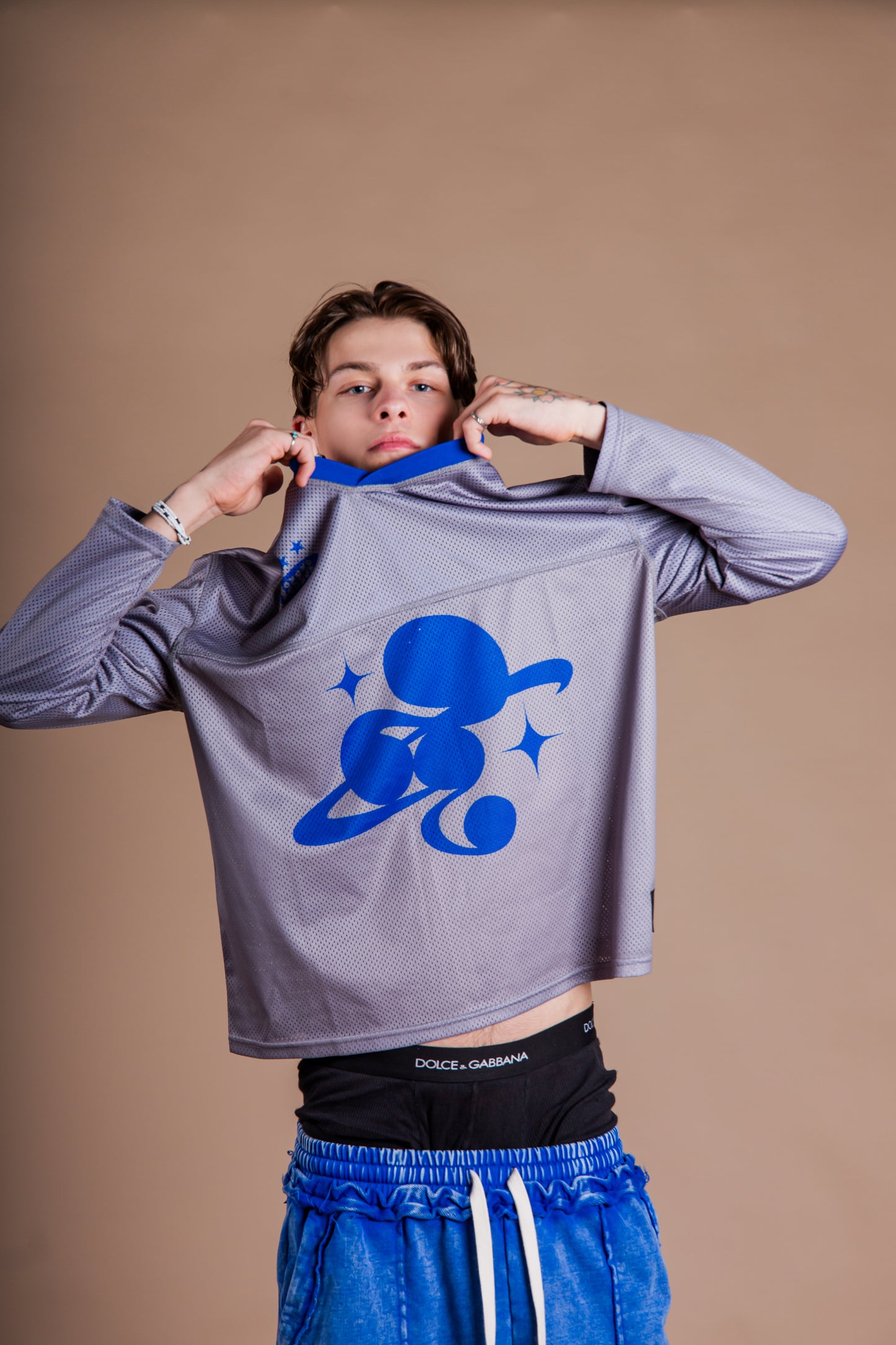 MESH TEAM L/S TEE gray