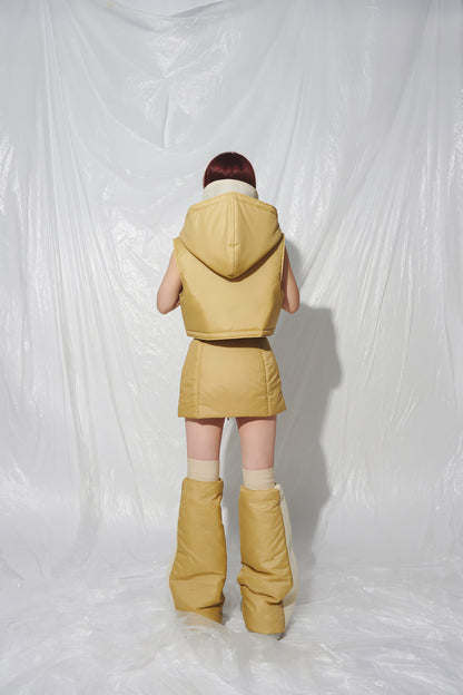 NYLON MESH DOWN VEST beige