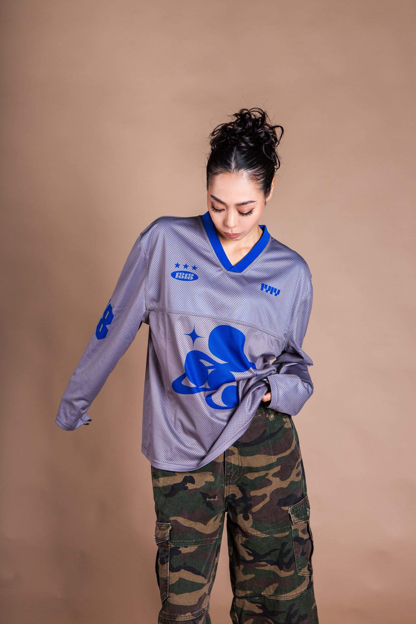 MESH TEAM L/S TEE gray