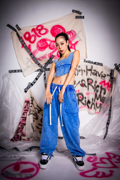 WASHED SWEAT PANTS blue
