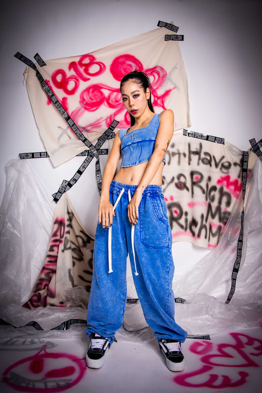 WASHED SWEAT PANTS blue