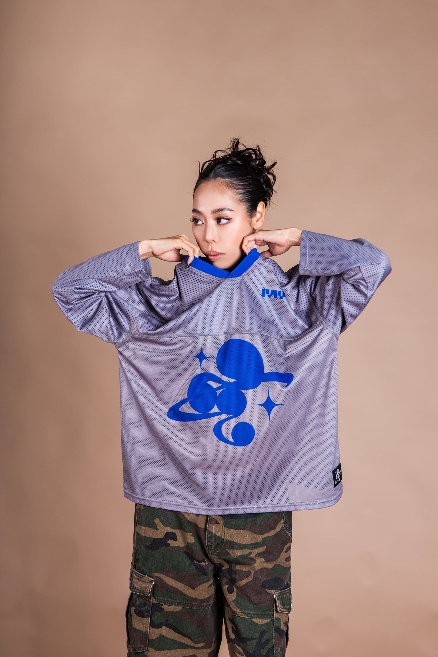 MESH TEAM L/S TEE gray