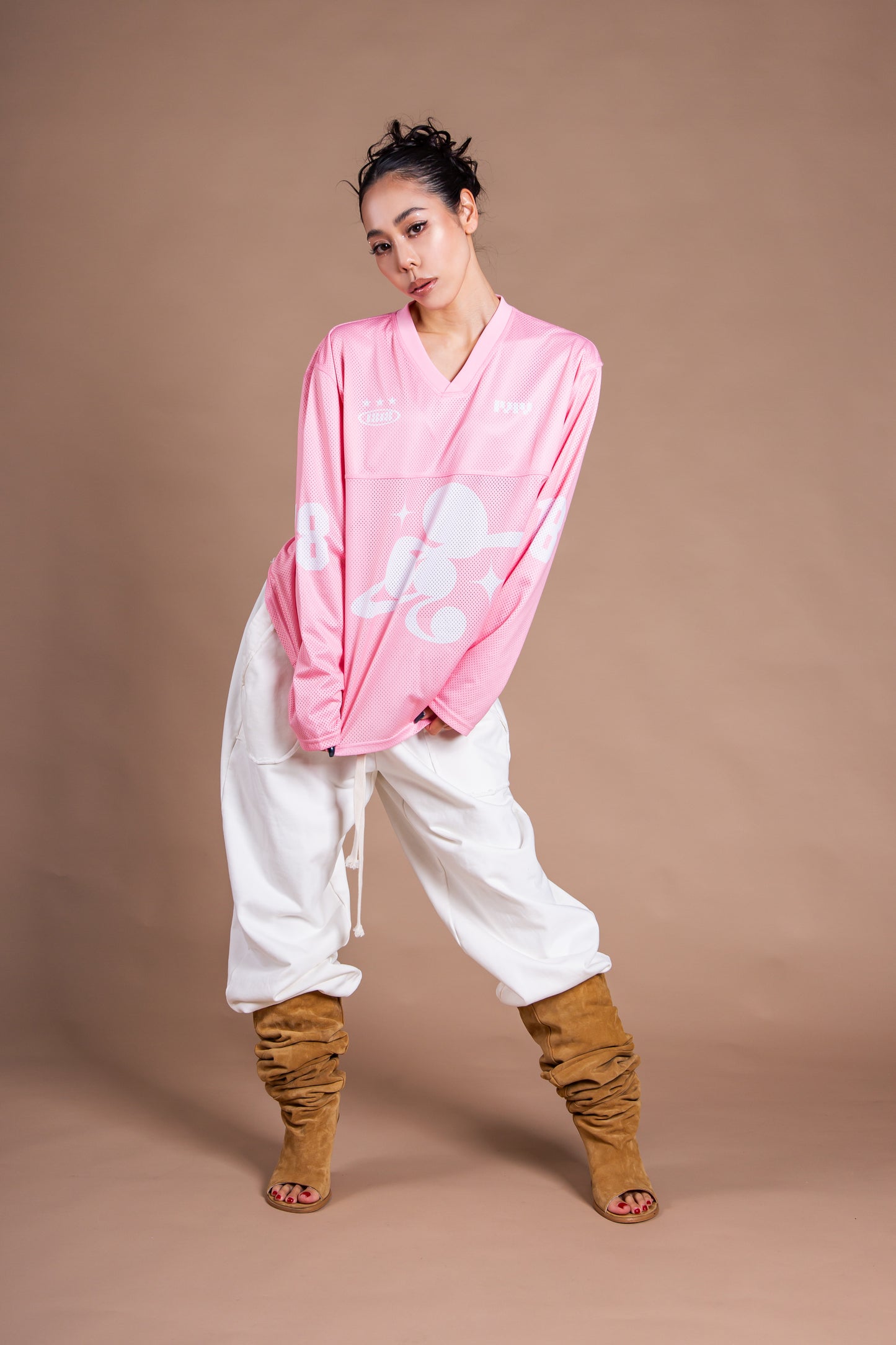 MESH TEAM L/S TEE pink