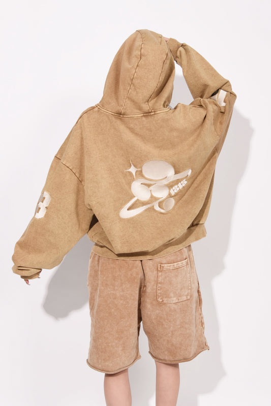 SYMBOL LOGO ZIP HOODIE beige