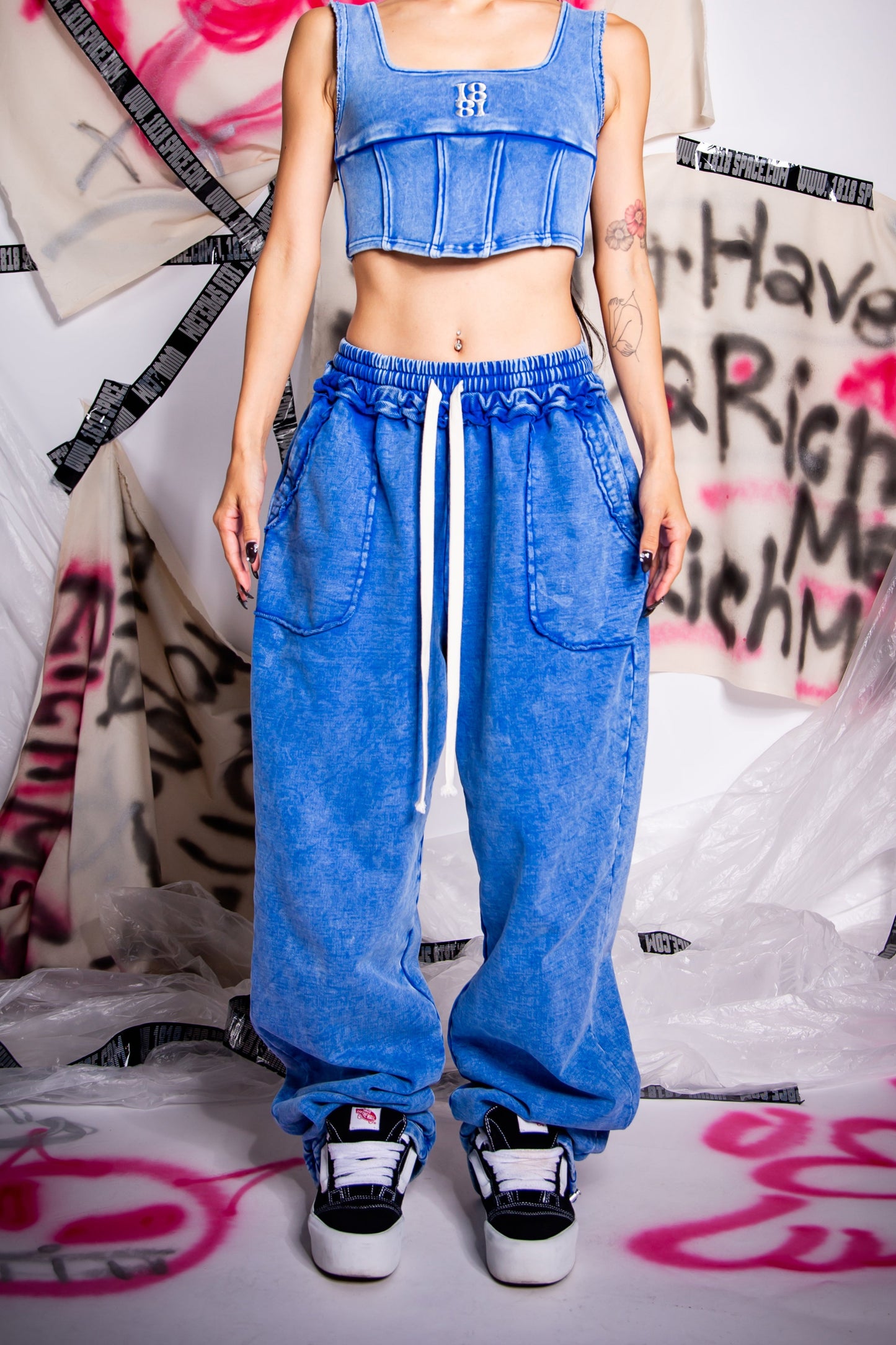 WASHED SWEAT PANTS blue