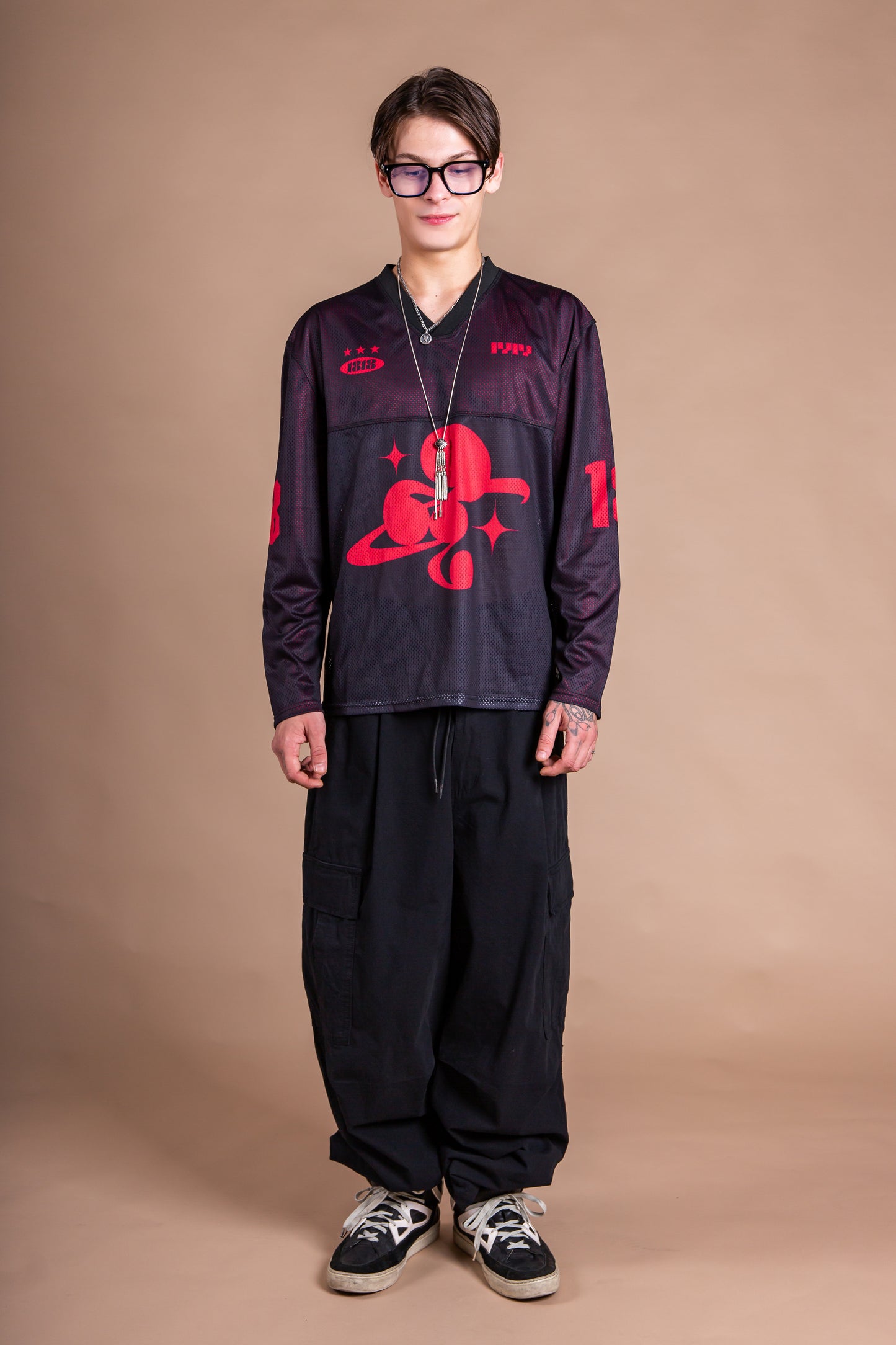 MESH TEAM L/S TEE black