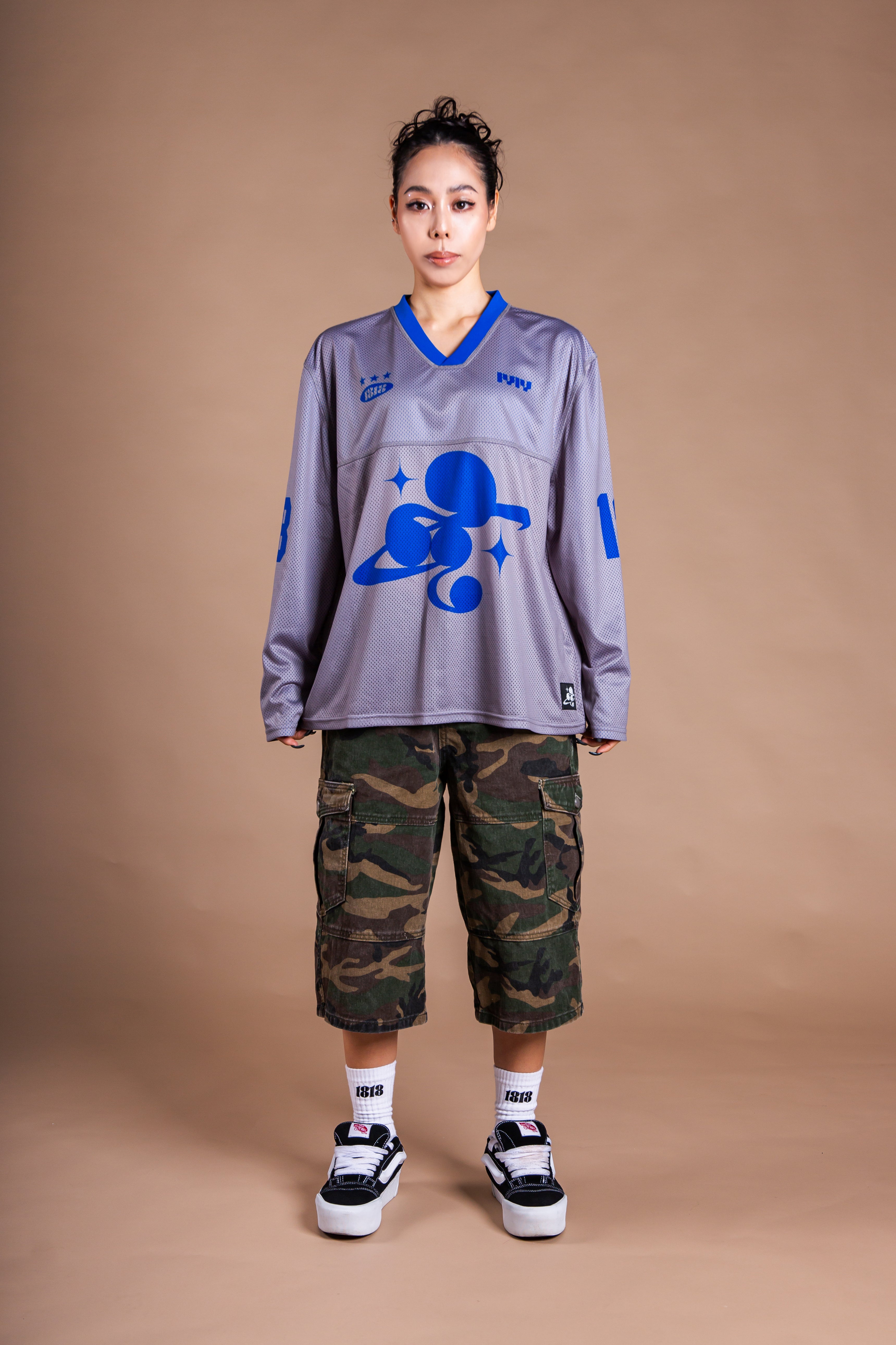 MESH TEAM L/S TEE gray – 1818