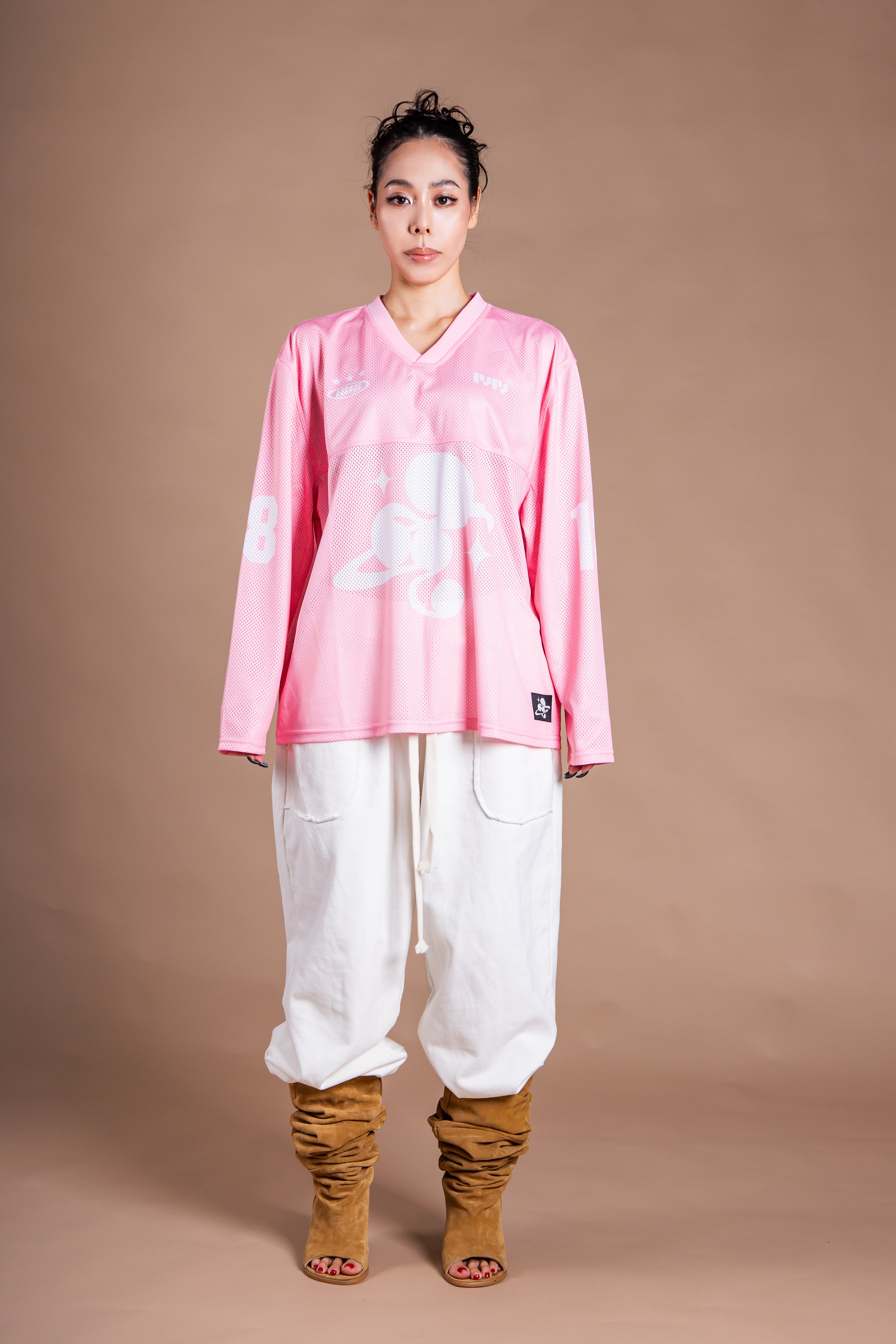 MESH TEAM L/S TEE pink – 1818