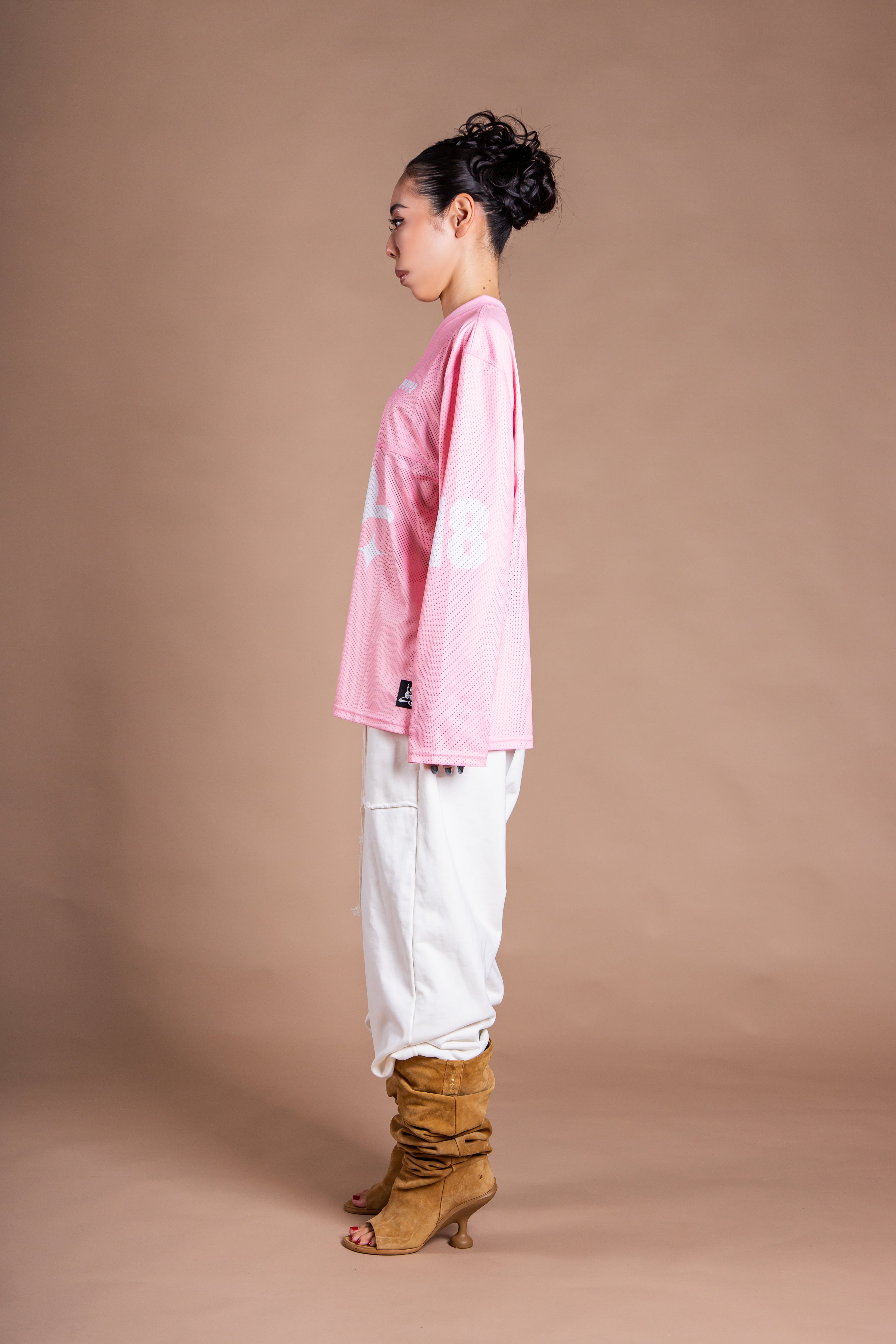 MESH TEAM L/S TEE pink – 1818