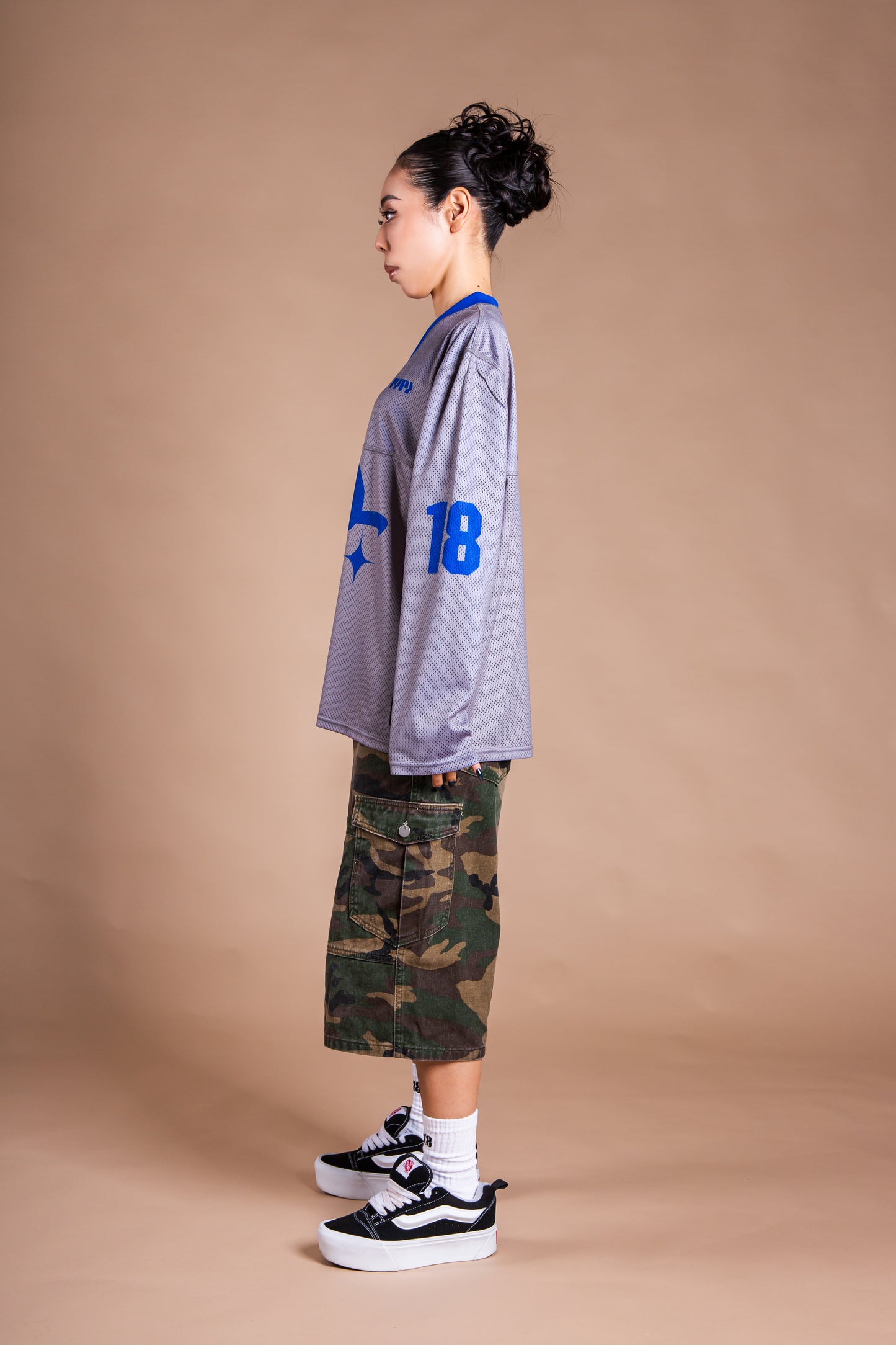 MESH TEAM L/S TEE gray