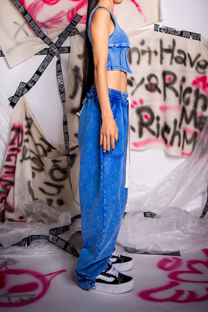 WASHED SWEAT PANTS blue