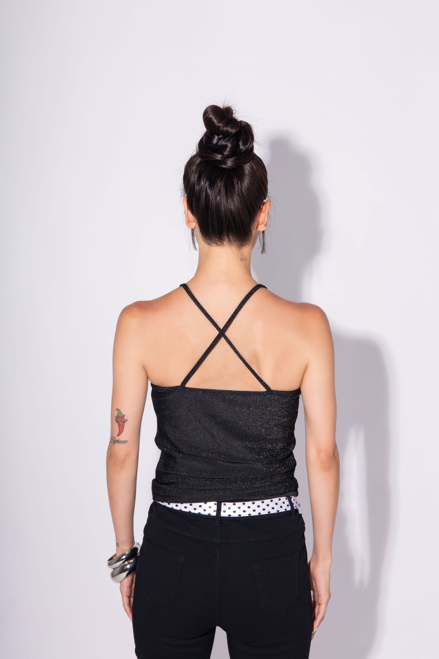 GLITTER CAMI black