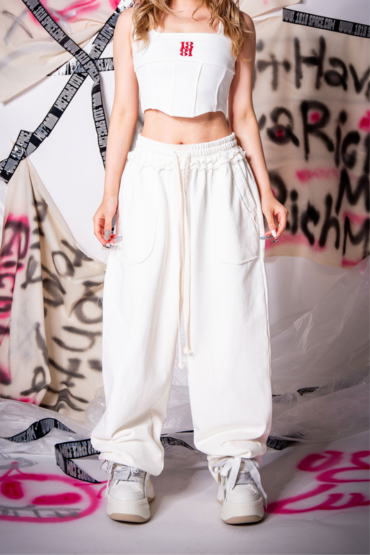 WASHED SWEAT PANTS white