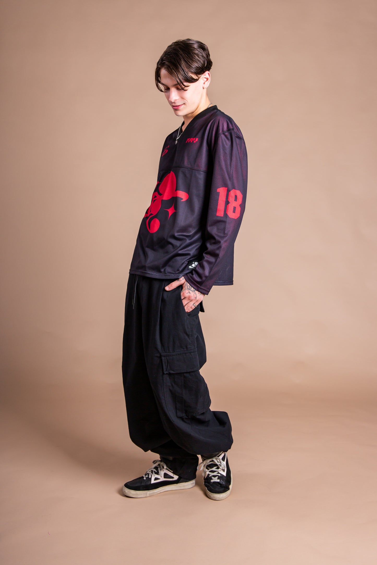 MESH TEAM L/S TEE black