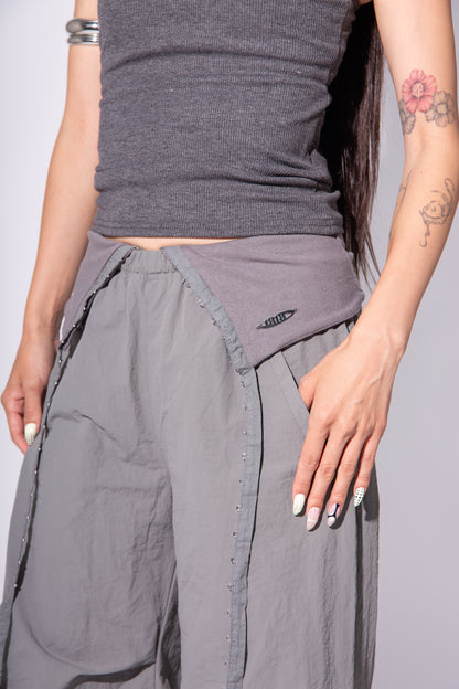 HOOK GATHER NYLON PANTS gray