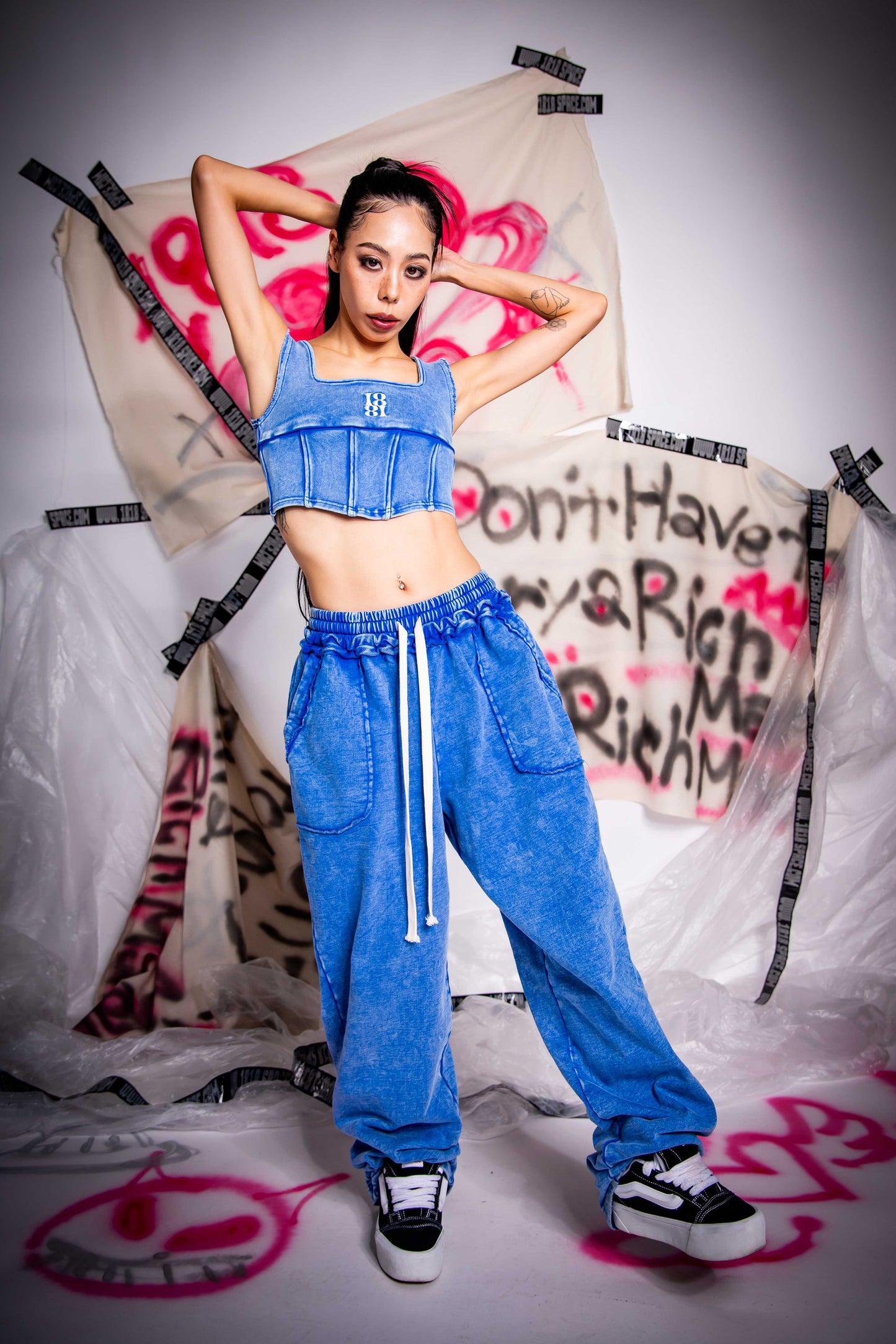 WASHED SWEAT PANTS blue